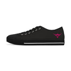 Women's Low Top Sneakers — Black Canvas with Pink Longhorn Accent