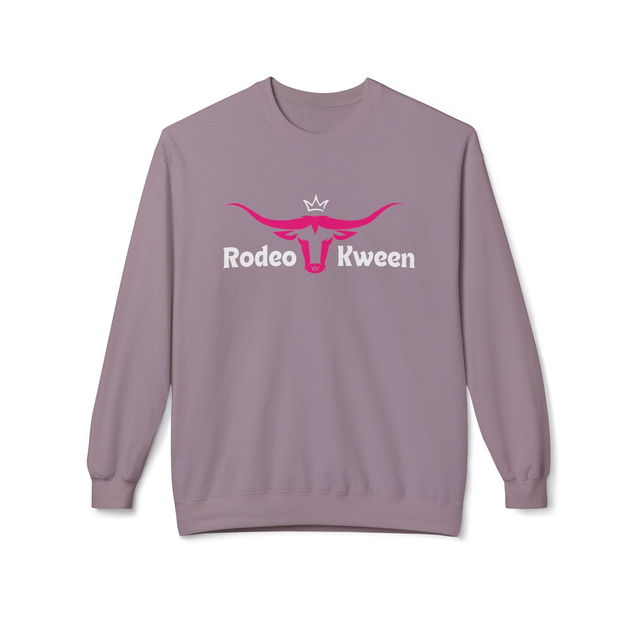 Rodeo Kween Crewneck Sweatshirt — Pink Longhorn Logo Western Cowgirl Pullover