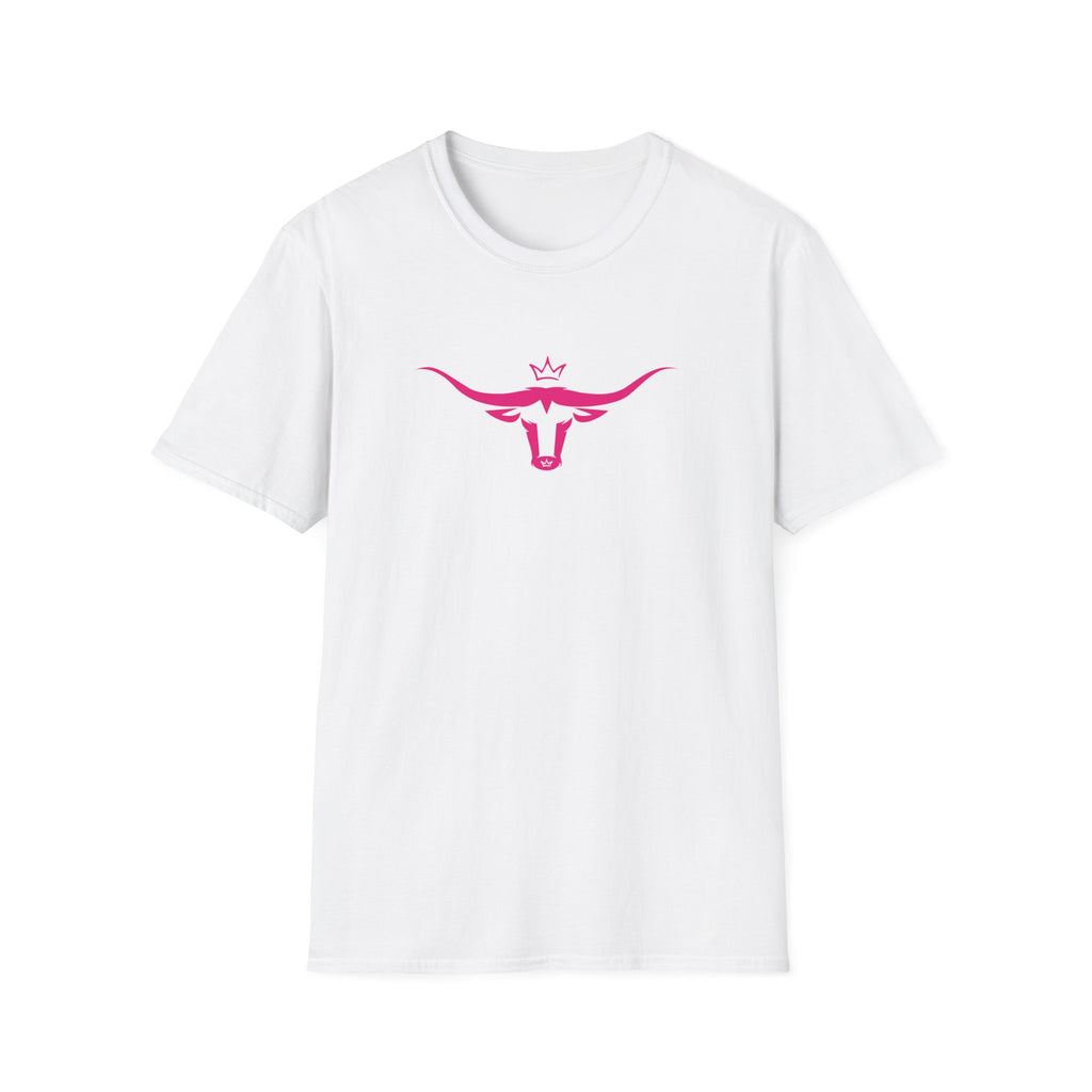 Longhorn Crown Graphic Tee — Pink Bull Logo Women's Casual T‑Shirt