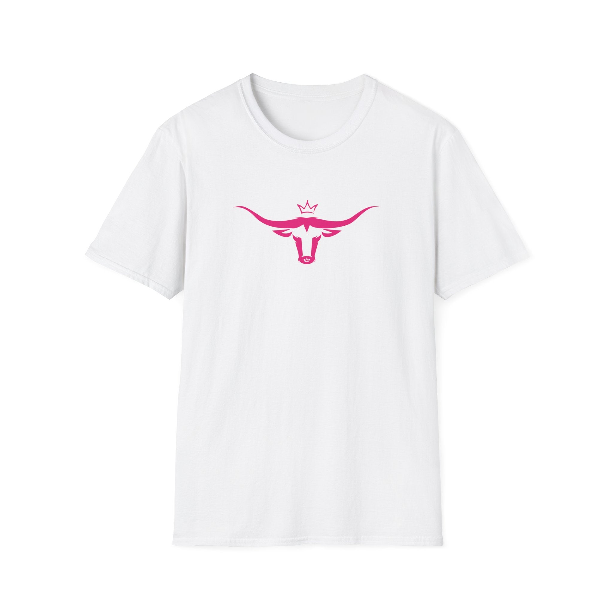 Longhorn Crown Graphic Tee — Pink Bull Logo Women's Casual T‑Shirt
