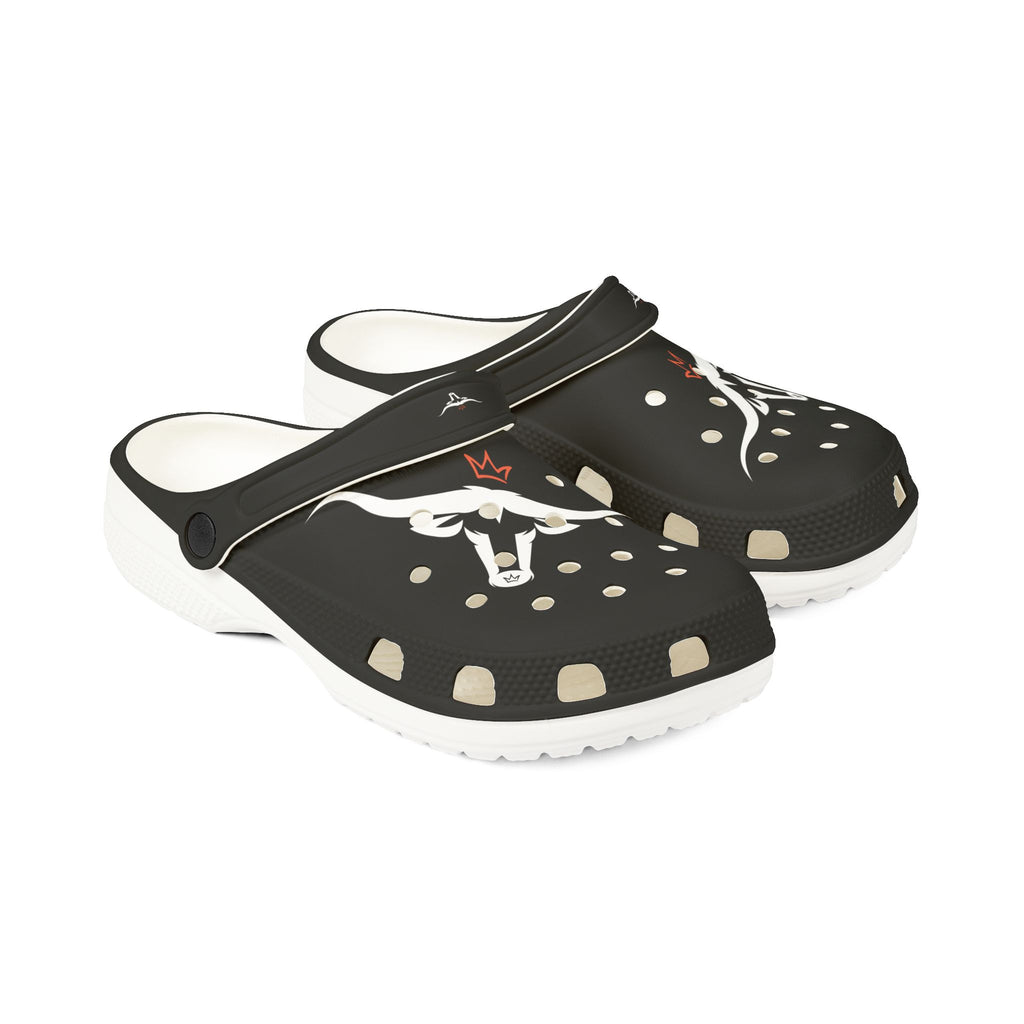 Black EVA Foam Clogs with Flying Seagull Graphic — Lightweight Slip-On Beach Shoes