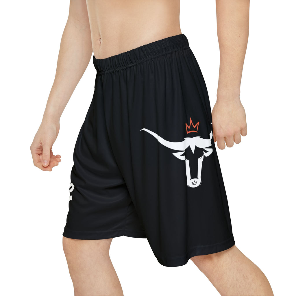 Rodeo King Men’s Athletic Shorts — Black Bull Graphic Sports Shorts