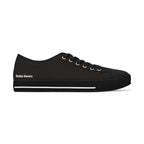 Women's Low Top Sneakers — Black Canvas with Pink Longhorn Accent