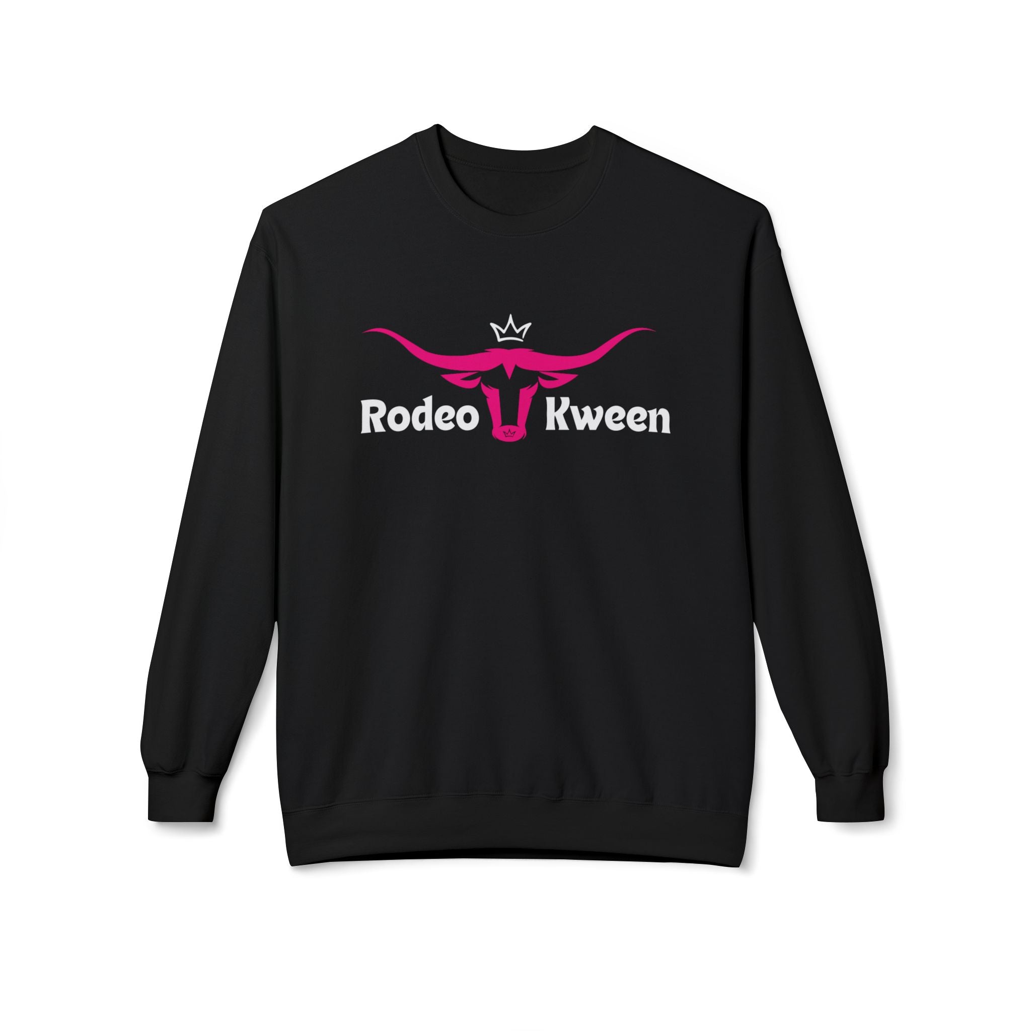 Rodeo Kween Crewneck Sweatshirt — Pink Longhorn Logo Western Cowgirl Pullover