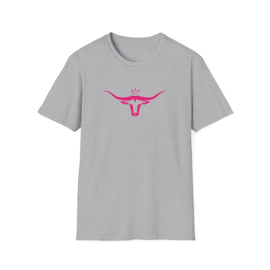 Longhorn Crown Graphic Tee — Pink Bull Logo Women's Casual T‑Shirt