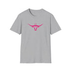 Longhorn Crown Graphic Tee — Pink Bull Logo Women's Casual T‑Shirt