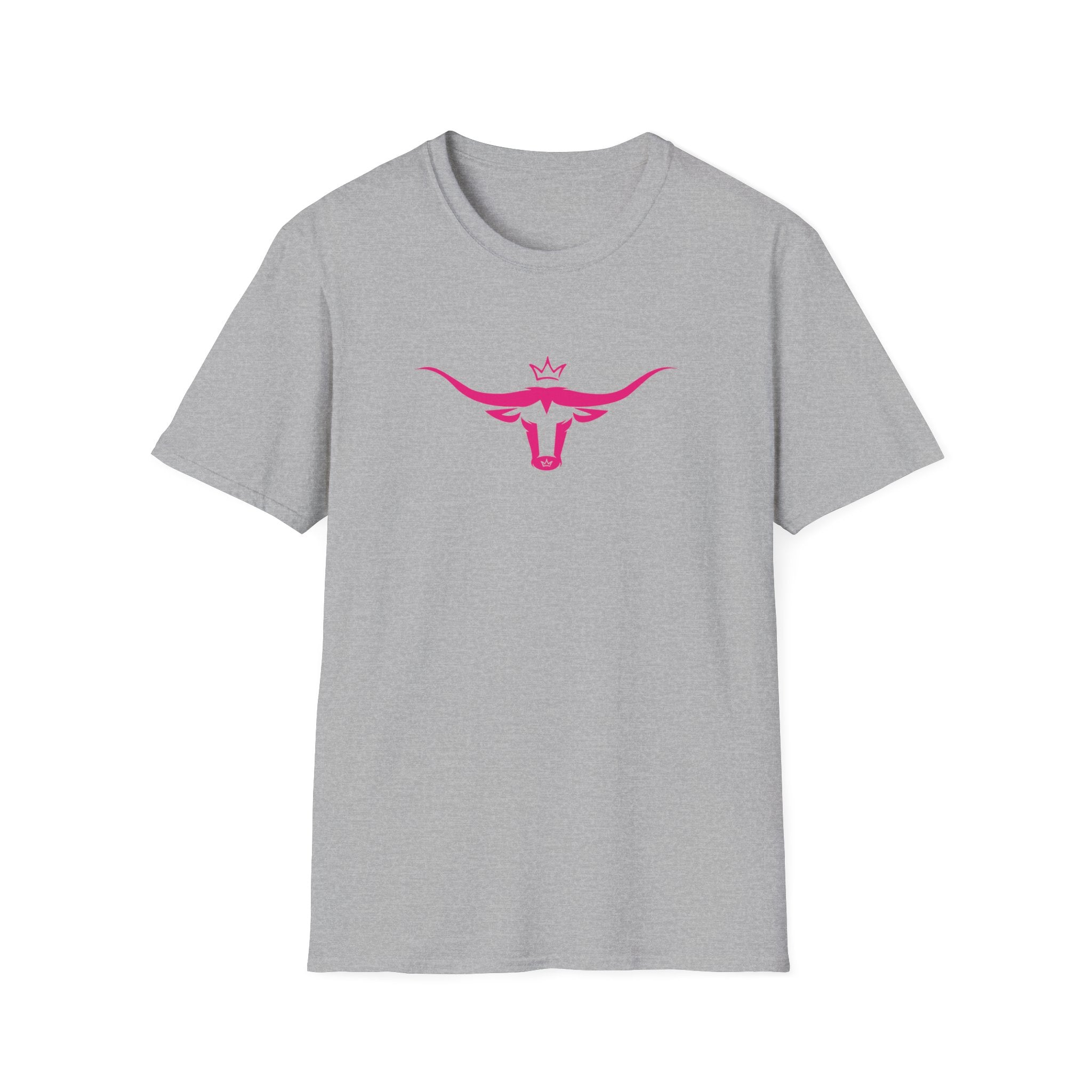 Longhorn Crown Graphic Tee — Pink Bull Logo Women's Casual T‑Shirt