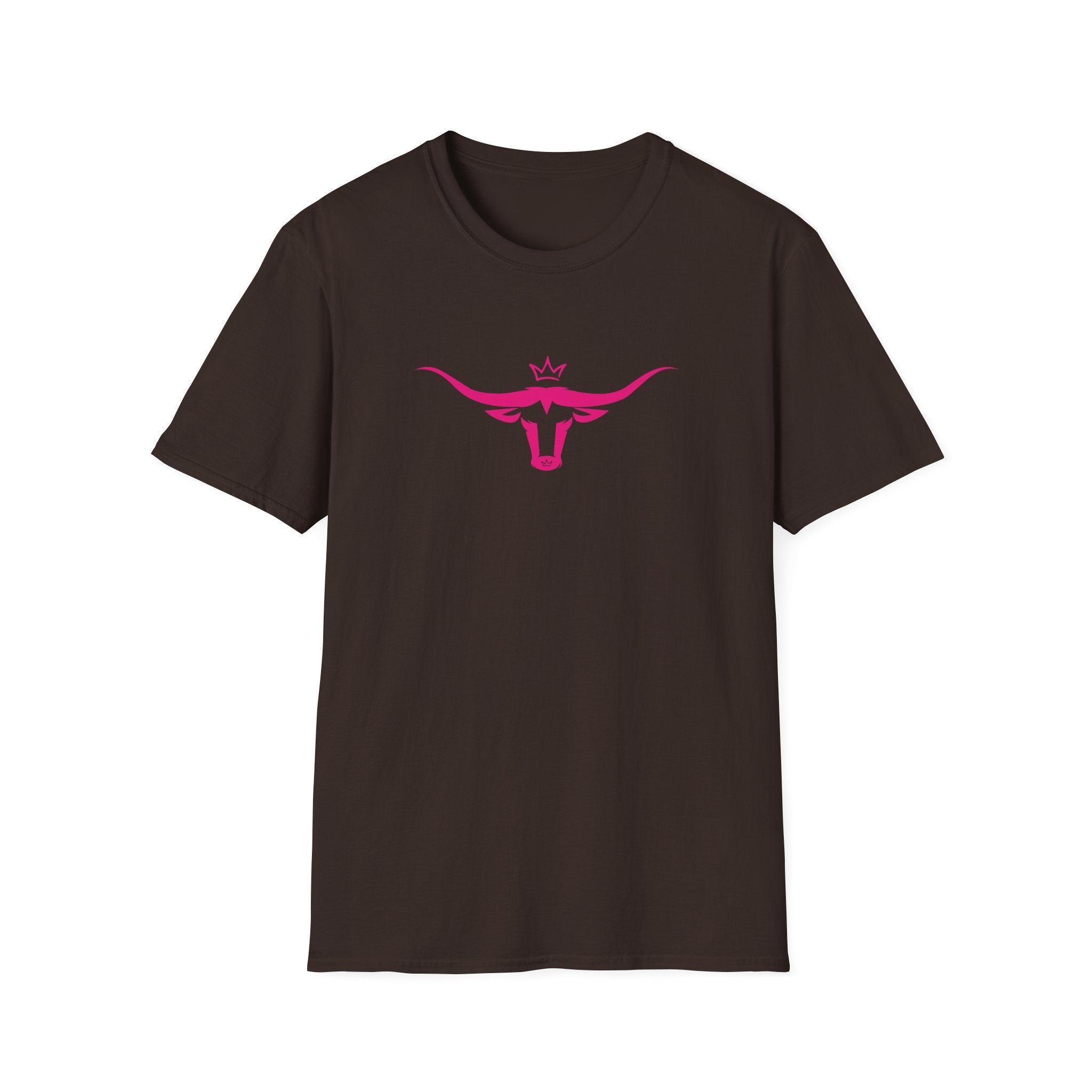 Longhorn Crown Graphic Tee — Pink Bull Logo Women's Casual T‑Shirt