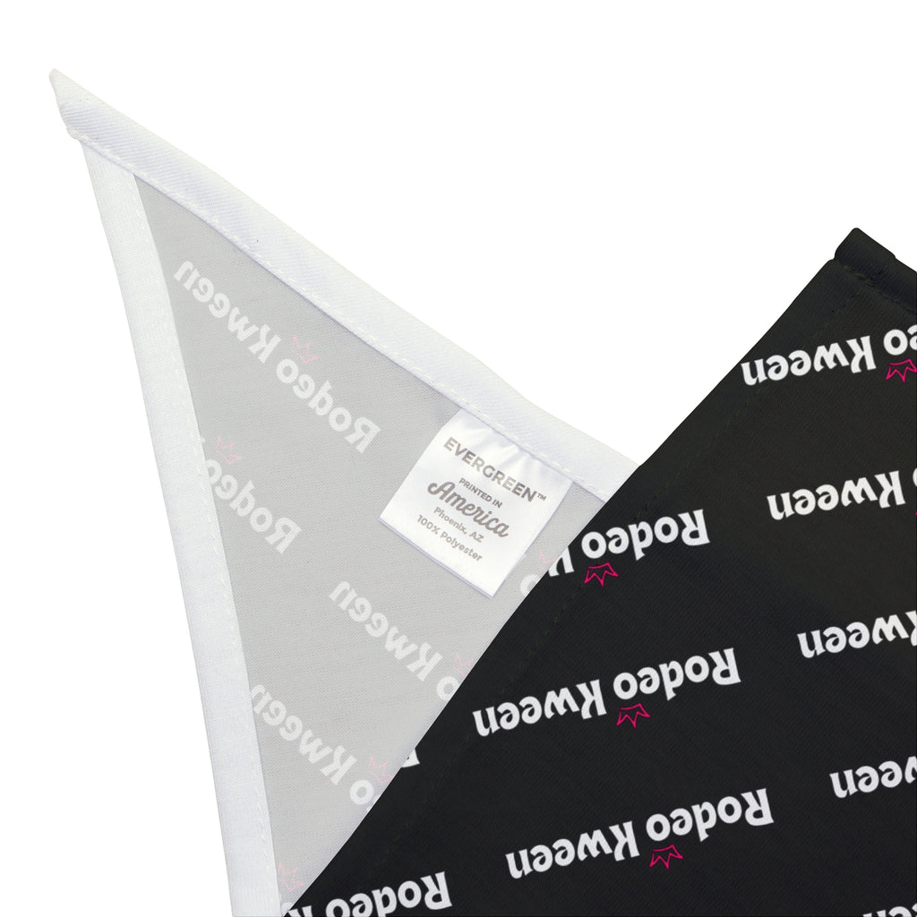 Rodeo Kween Pet Bandana — Black Repeating Logo Dog & Cat Scarf