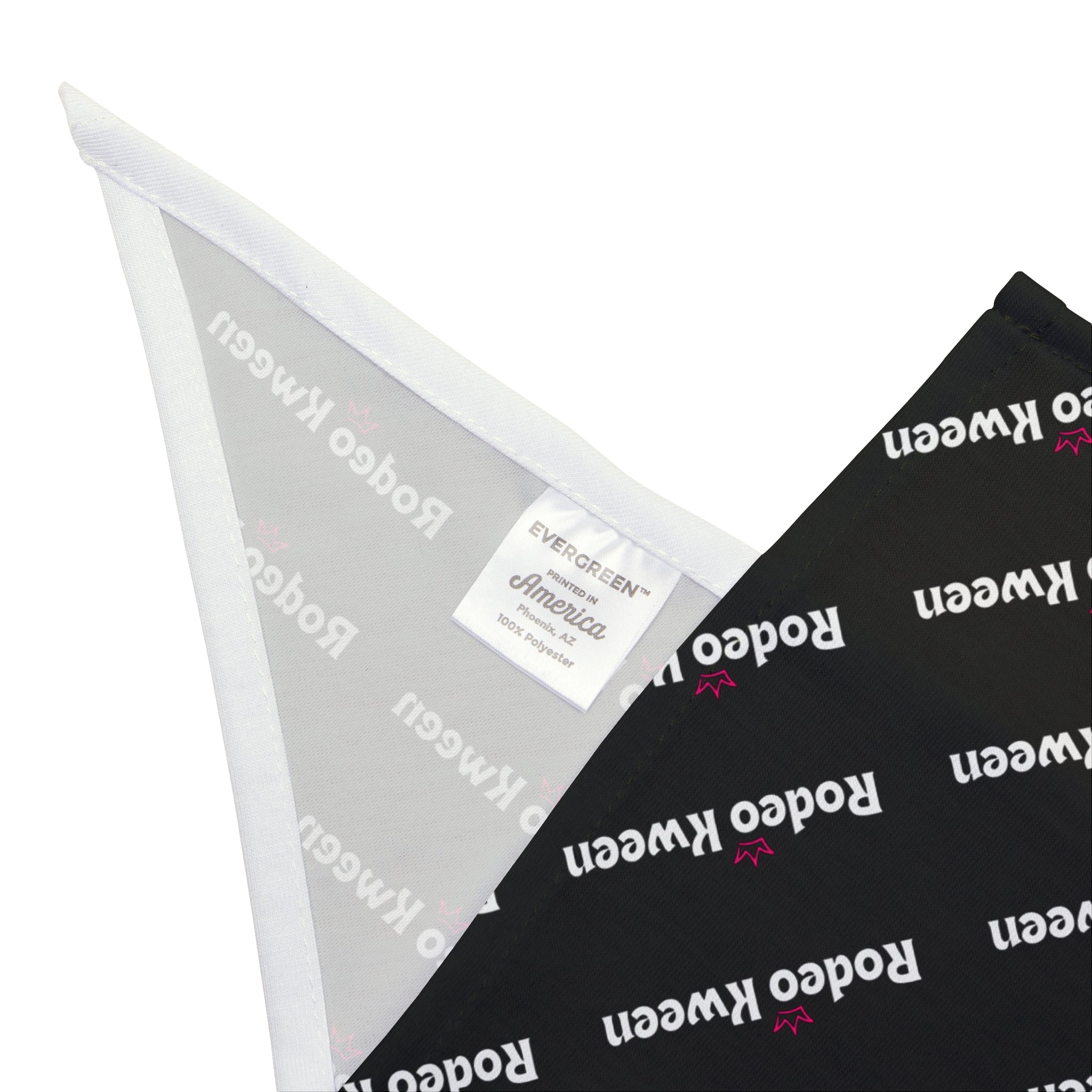 Rodeo Kween Pet Bandana — Black Repeating Logo Dog & Cat Scarf