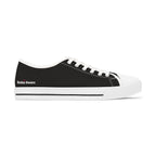 Women's Low Top Sneakers — Black Canvas with Pink Longhorn Accent