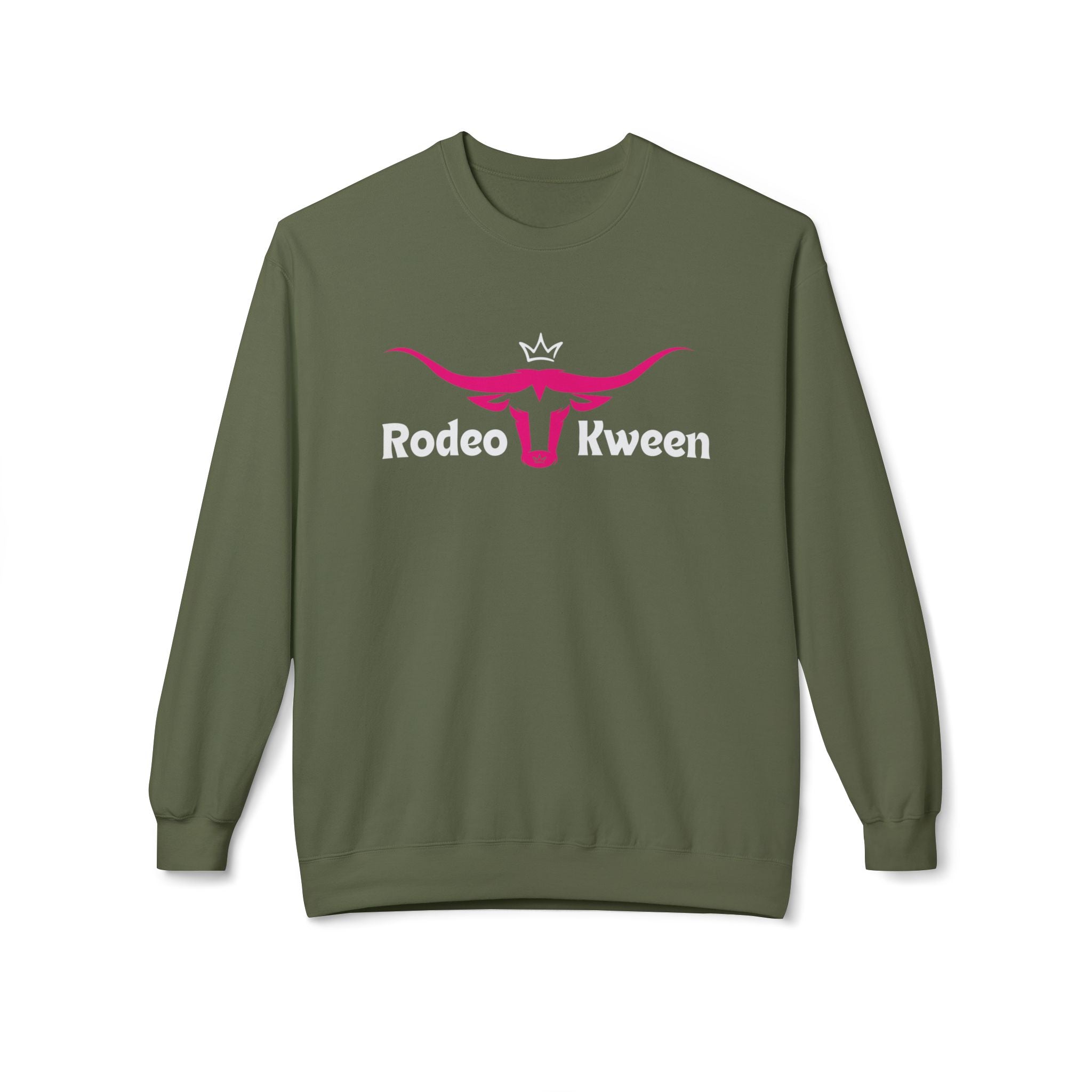 Rodeo Kween Crewneck Sweatshirt — Pink Longhorn Logo Western Cowgirl Pullover