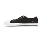 Women's Low Top Sneakers — Black Canvas with Pink Longhorn Accent