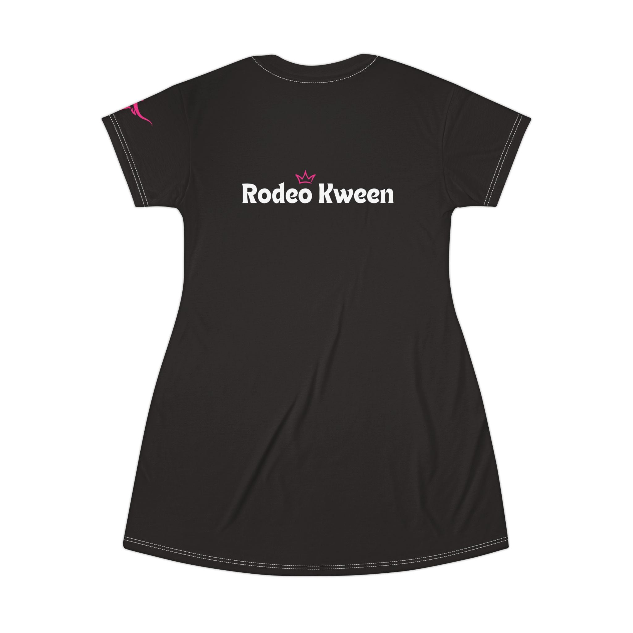 Rodeo Kween T-Shirt Dress — Rodeo Kween Graphic Tee Dress (Black, Pink Longhorn)