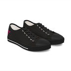 Women's Low Top Sneakers — Black Canvas with Pink Longhorn Accent
