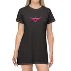 Rodeo Kween T-Shirt Dress — Rodeo Kween Graphic Tee Dress (Black, Pink Longhorn)