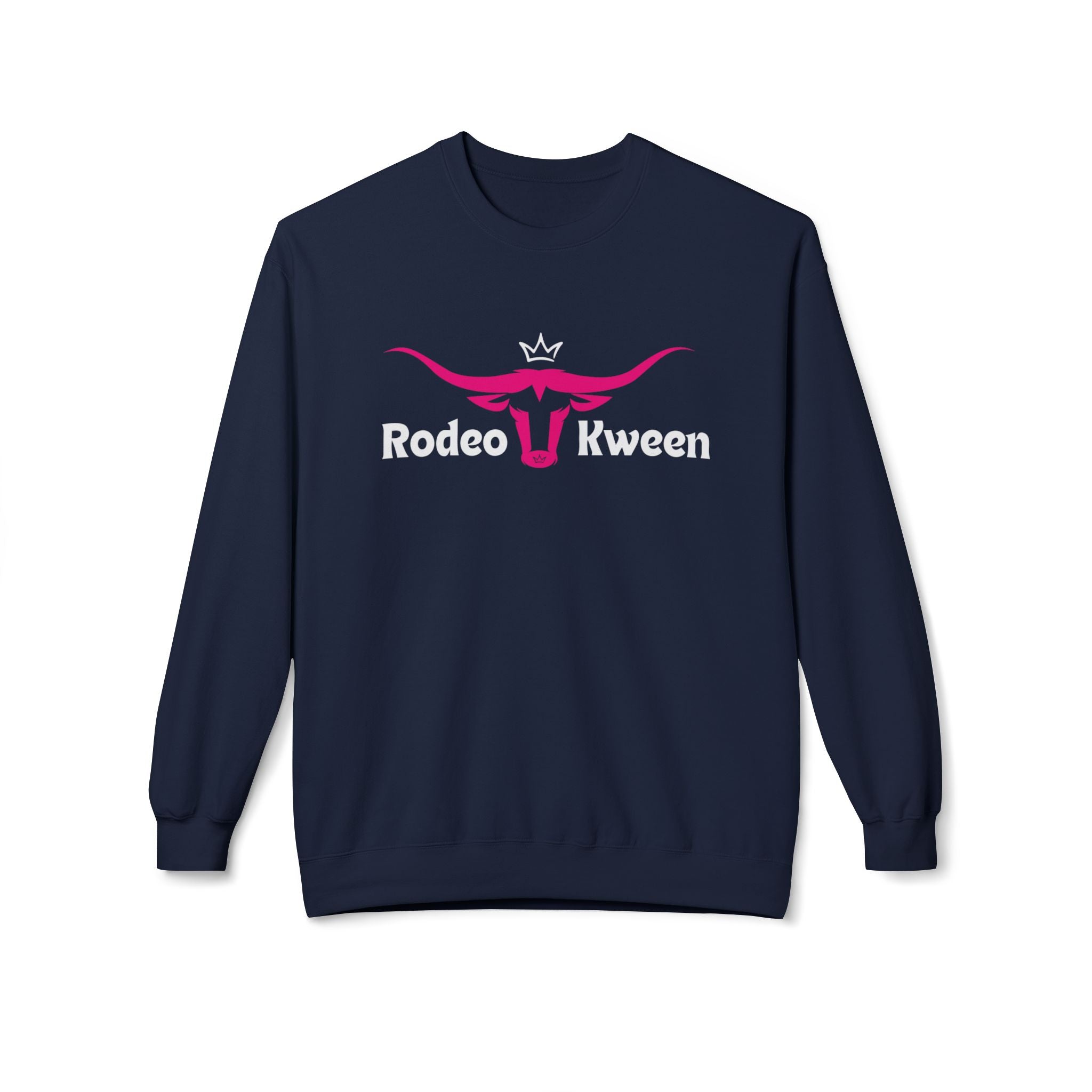 Rodeo Kween Crewneck Sweatshirt — Pink Longhorn Logo Western Cowgirl Pullover