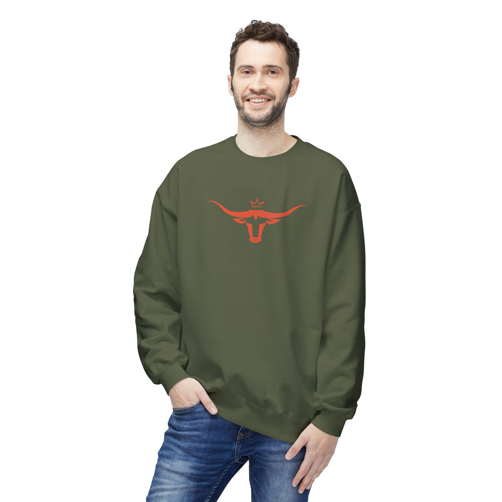 Longhorn Crest Crewneck Sweatshirt — Minimal Western Bull Logo