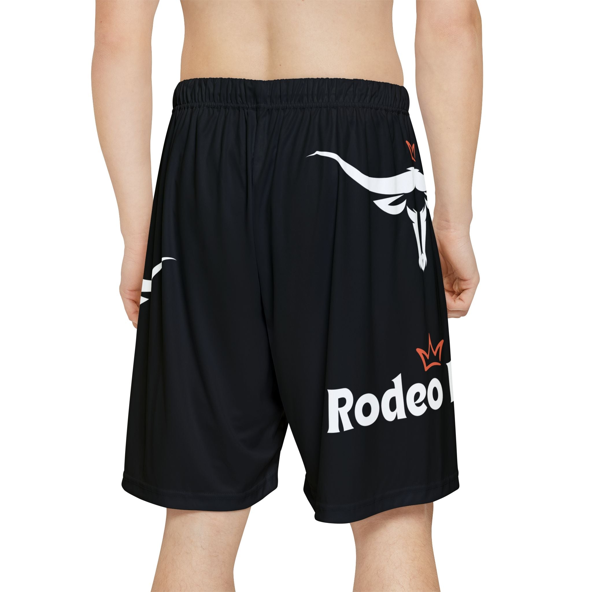 Rodeo King Men’s Athletic Shorts — Black Bull Graphic Sports Shorts