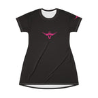 Rodeo Kween T-Shirt Dress — Rodeo Kween Graphic Tee Dress (Black, Pink Longhorn)