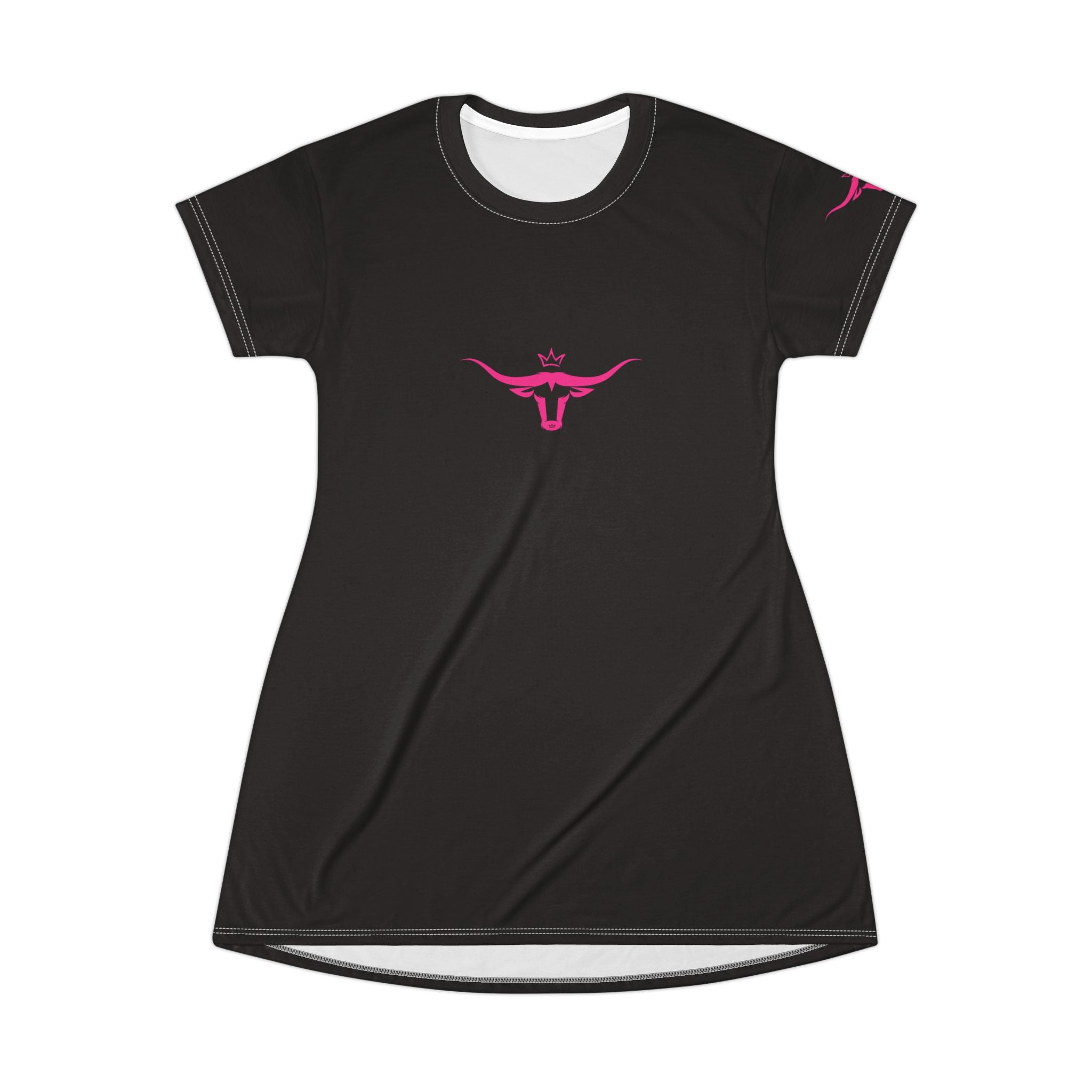 Rodeo Kween T-Shirt Dress — Rodeo Kween Graphic Tee Dress (Black, Pink Longhorn)