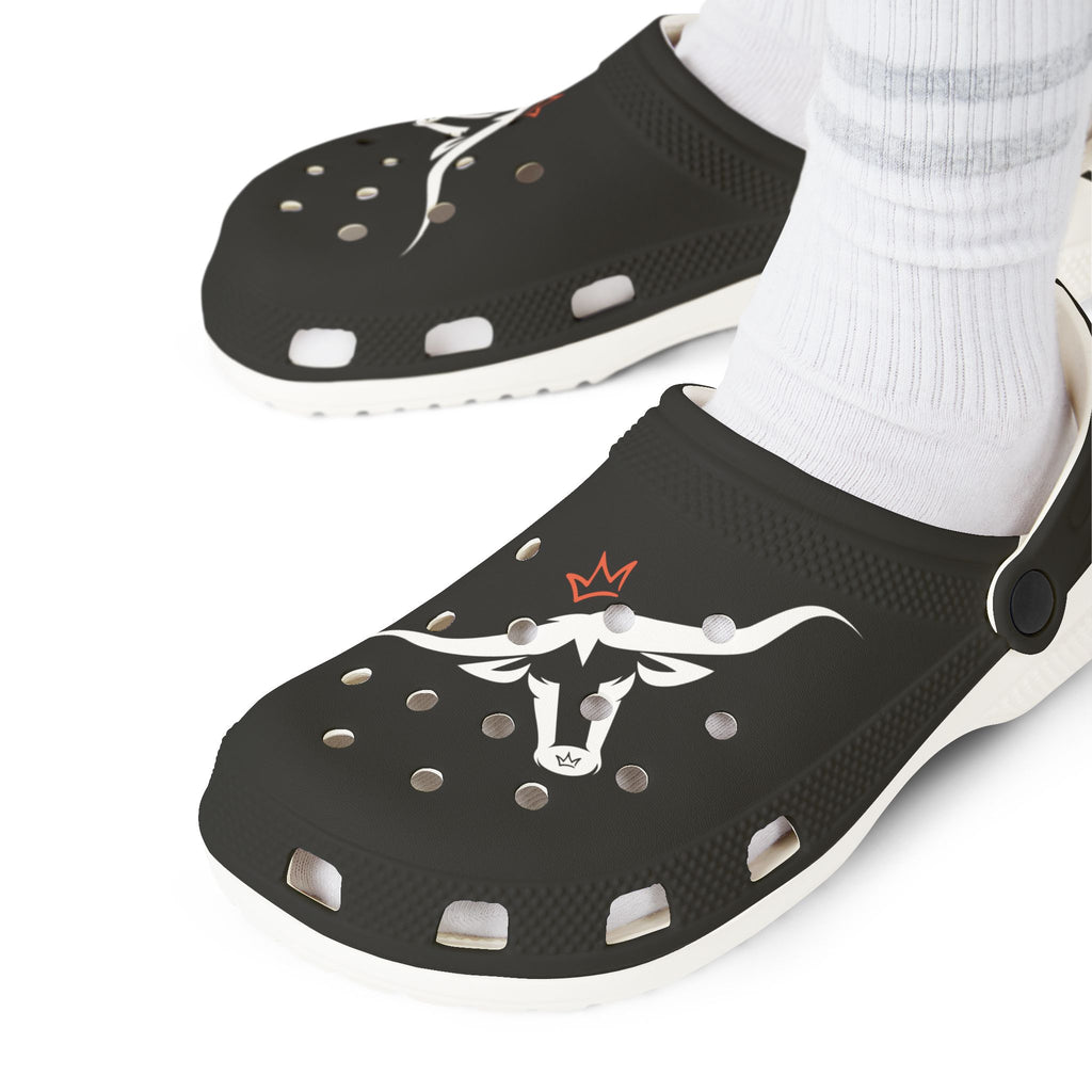 Black EVA Foam Clogs with Flying Seagull Graphic — Lightweight Slip-On Beach Shoes