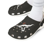Black EVA Foam Clogs with Flying Seagull Graphic — Lightweight Slip-On Beach Shoes