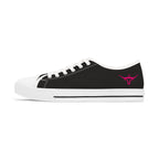 Women's Low Top Sneakers — Black Canvas with Pink Longhorn Accent