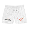 Rodeo King Swim Shorts — Men's Mid-Length Beach Trunks with Longhorn Logo