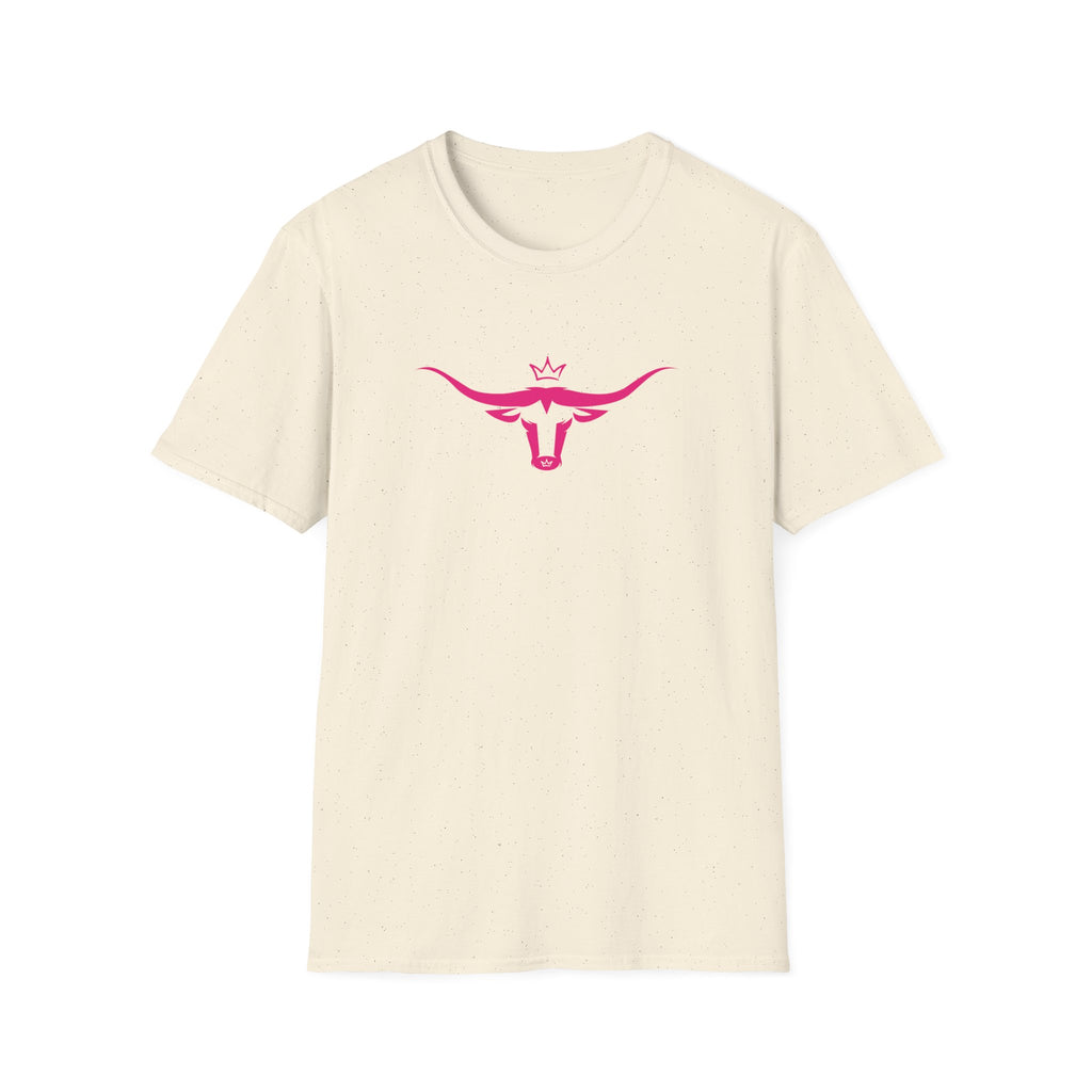 Longhorn Crown Graphic Tee — Pink Bull Logo Women's Casual T‑Shirt