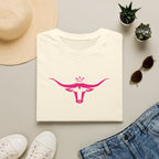 Longhorn Crown Graphic Tee — Pink Bull Logo Women's Casual T‑Shirt