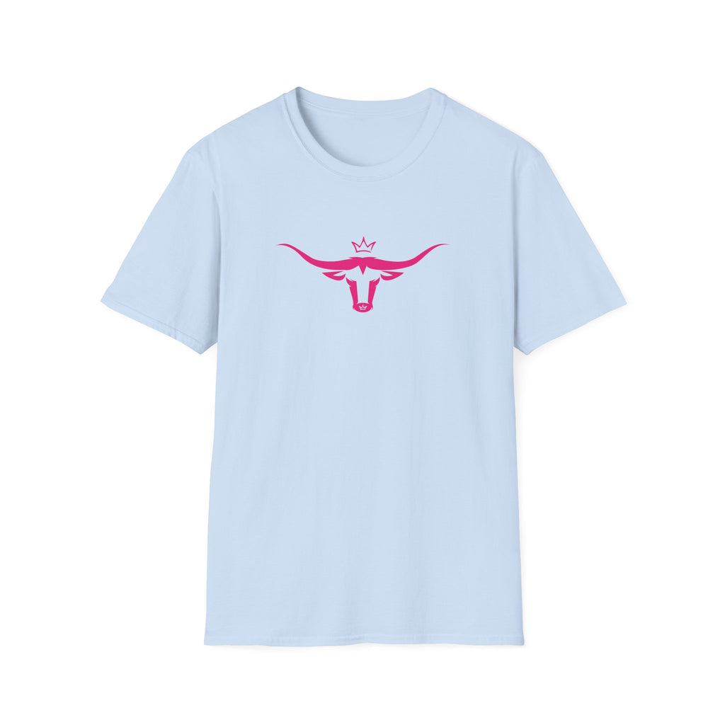 Longhorn Crown Graphic Tee — Pink Bull Logo Women's Casual T‑Shirt