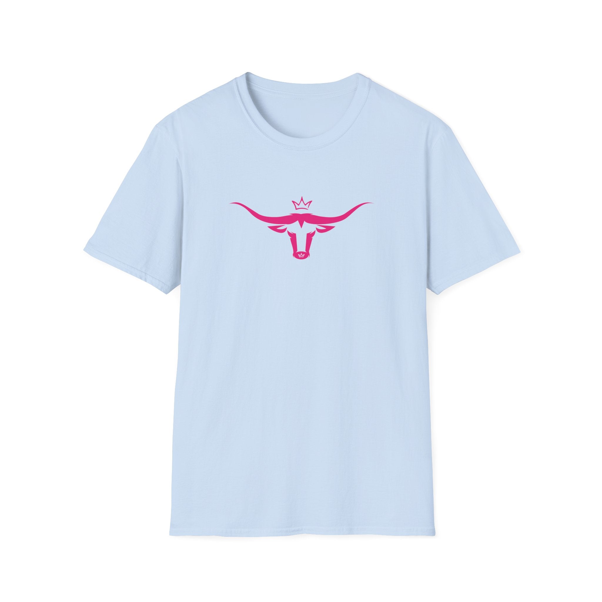 Longhorn Crown Graphic Tee — Pink Bull Logo Women's Casual T‑Shirt