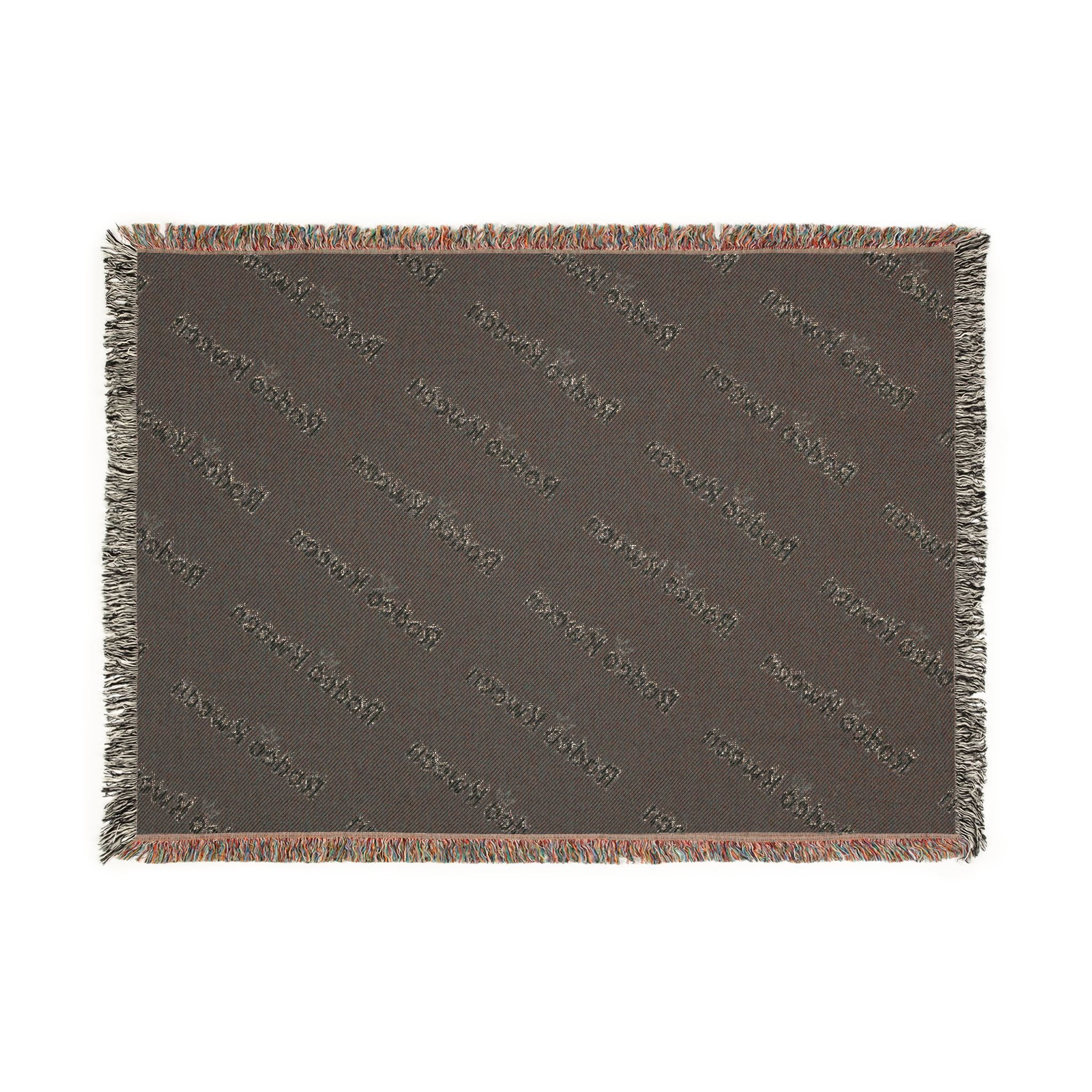 Branded Logo Woven Blanket – Repeating Pattern Cozy Throw