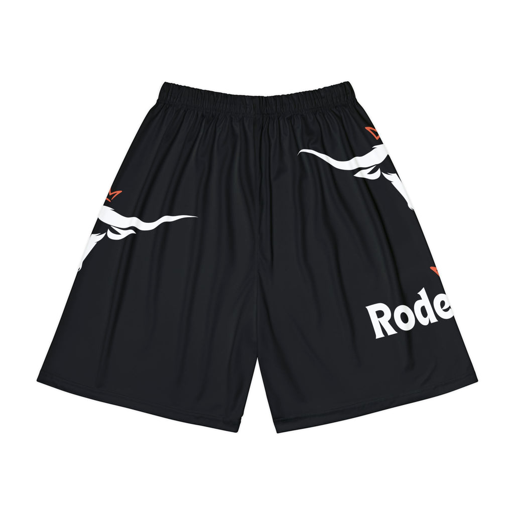 Rodeo King Men’s Athletic Shorts — Black Bull Graphic Sports Shorts