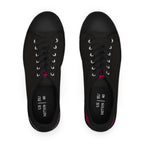 Women's Low Top Sneakers — Black Canvas with Pink Longhorn Accent