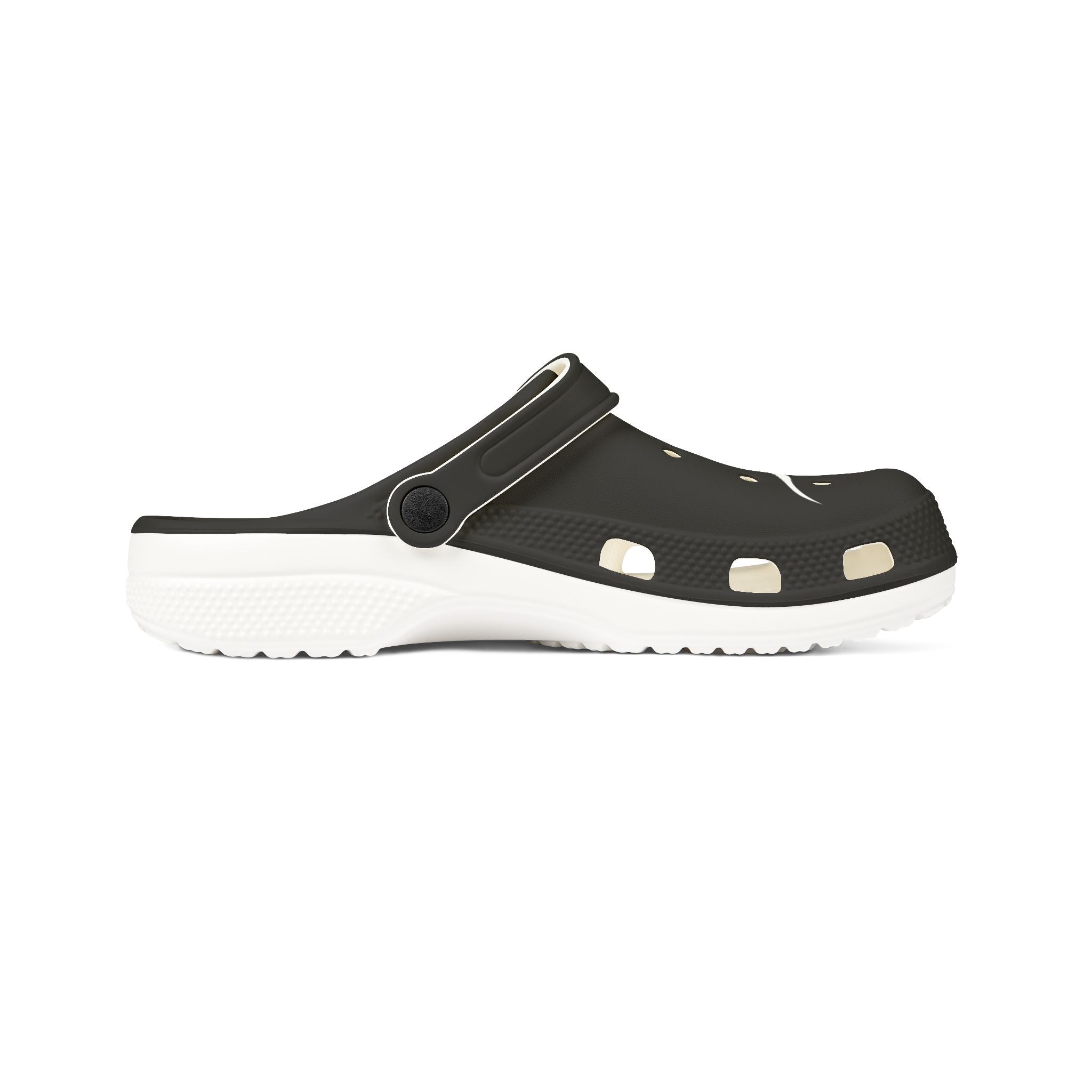 Black EVA Foam Clogs with Flying Seagull Graphic — Lightweight Slip-On Beach Shoes