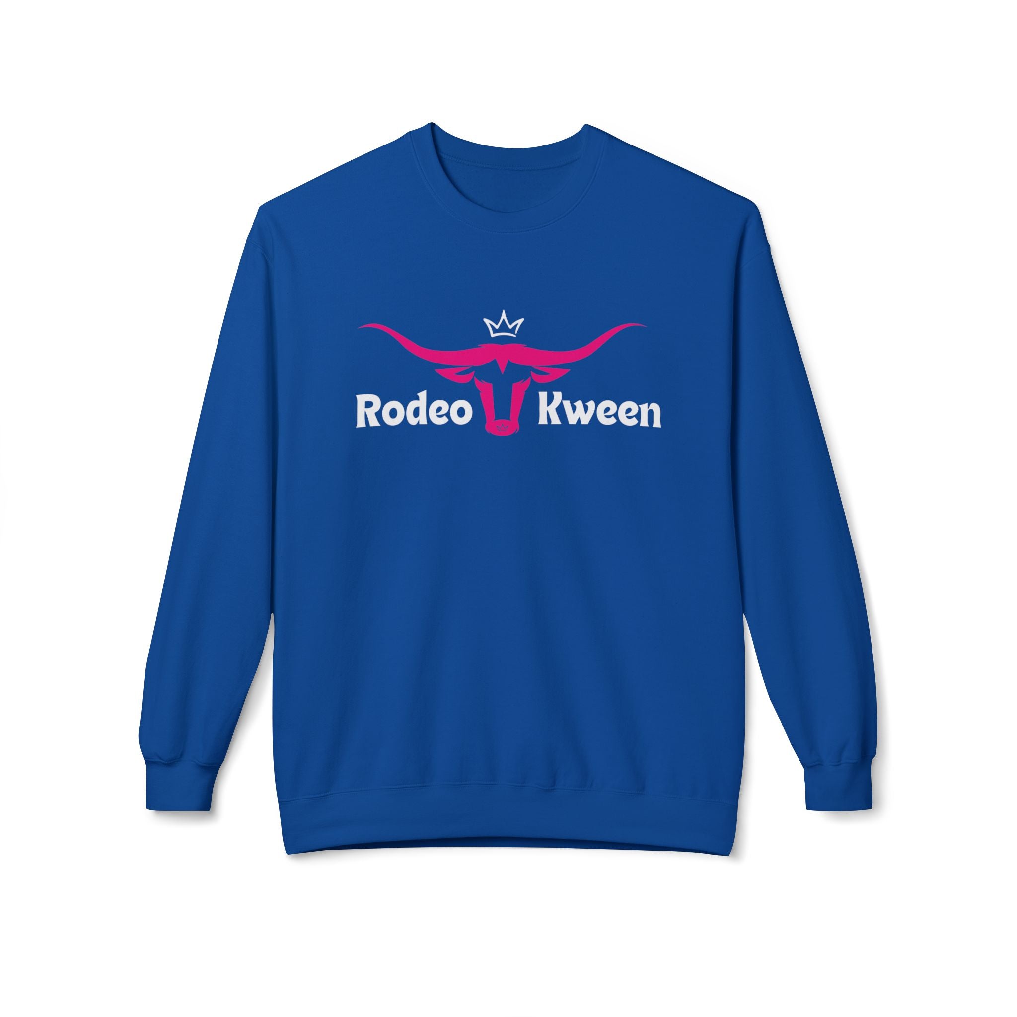 Rodeo Kween Crewneck Sweatshirt — Pink Longhorn Logo Western Cowgirl Pullover