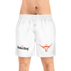 Rodeo King Swim Shorts — Men's Mid-Length Beach Trunks with Longhorn Logo