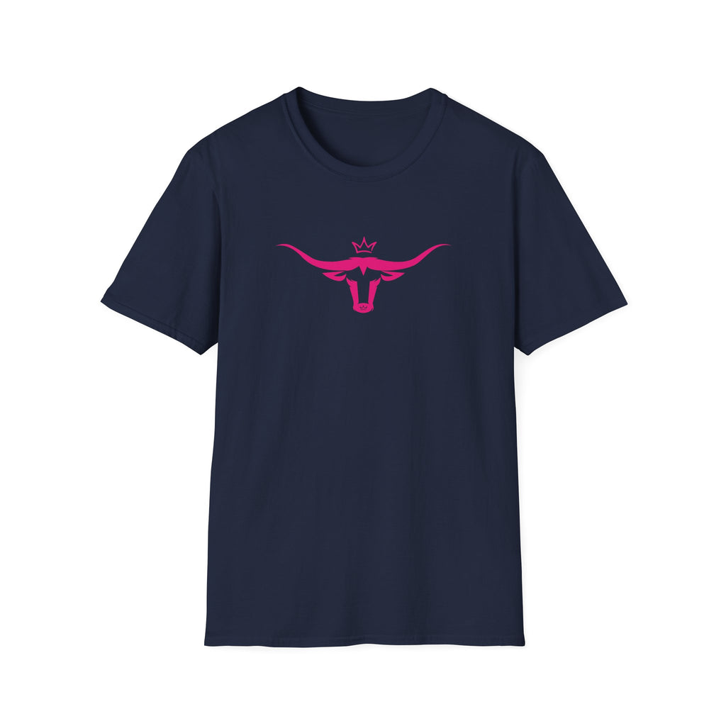 Longhorn Crown Graphic Tee — Pink Bull Logo Women's Casual T‑Shirt