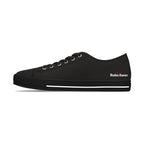 Women's Low Top Sneakers — Black Canvas with Pink Longhorn Accent