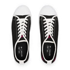 Women's Low Top Sneakers — Black Canvas with Pink Longhorn Accent