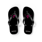 Rodeo Kween Flip Flops — Black Western Bull Logo Beach Sandals