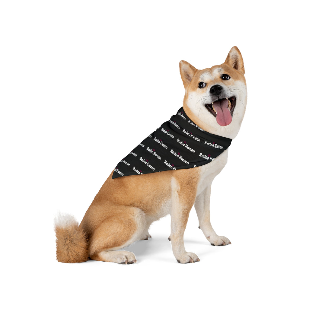 Rodeo Kween Pet Bandana — Black Repeating Logo Dog & Cat Scarf