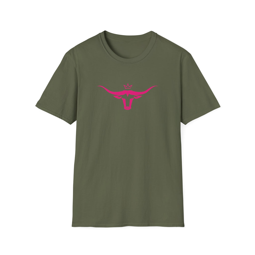 Longhorn Crown Graphic Tee — Pink Bull Logo Women's Casual T‑Shirt