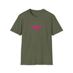 Longhorn Crown Graphic Tee — Pink Bull Logo Women's Casual T‑Shirt