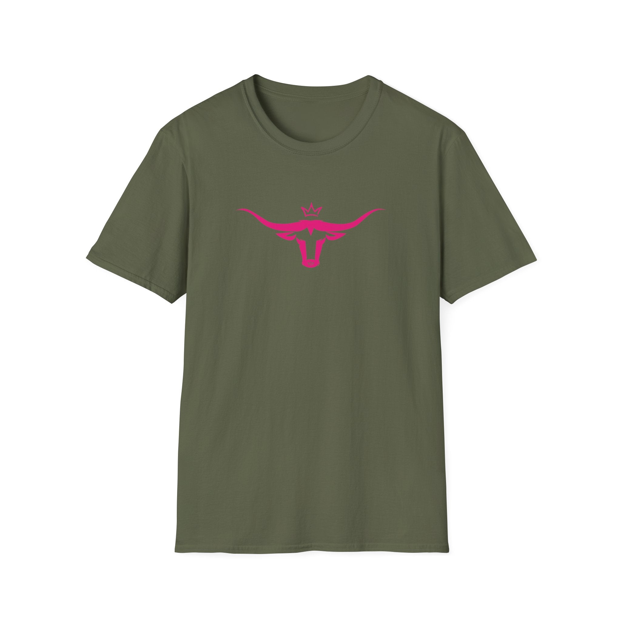 Longhorn Crown Graphic Tee — Pink Bull Logo Women's Casual T‑Shirt