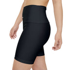 Rodeo Kween Women's Workout Shorts — Black Biker Shorts with Pink Longhorn Logo & Vertical 'Rodeo Kween' Text