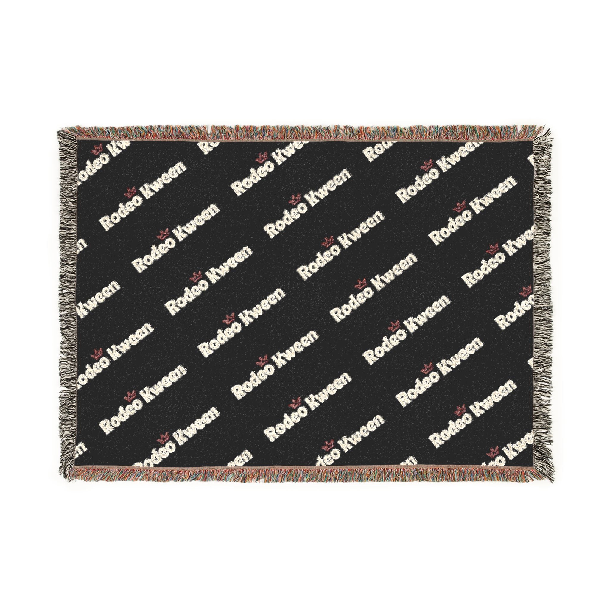 Branded Logo Woven Blanket – Repeating Pattern Cozy Throw
