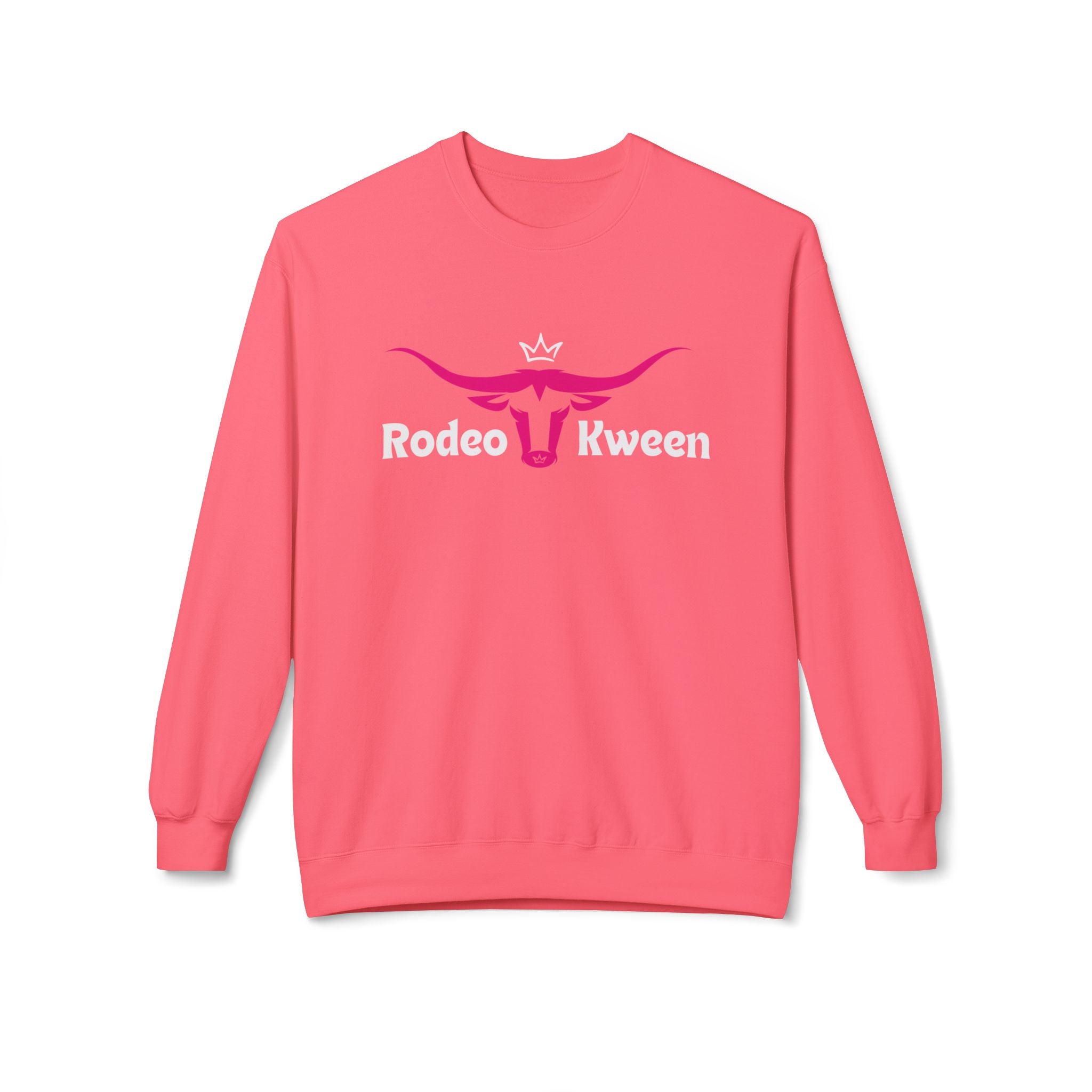 Rodeo Kween Crewneck Sweatshirt — Pink Longhorn Logo Western Cowgirl Pullover